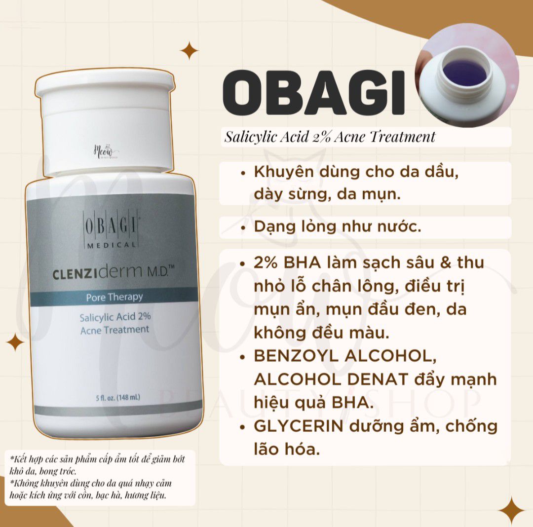 Dung Dich Đặc Trị Mụn Obagi Medical Clenziderm M.D. Pore Therapy Salicylic Acid 2% Acne Treatment