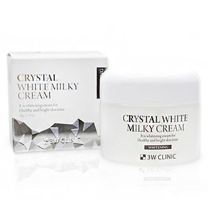 Kem dưỡng trắng da crystal white milky cream 3w clinic (kim cương)